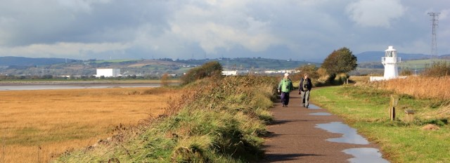  Ruth walking through Newport Wetlands, Wales Coast Path