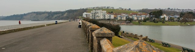 06 Cold Knap beach and lake, Ruth walking in Barry