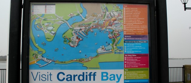 06 map of Cardiff Bay, Ruth lost again on the Wales Coast Path