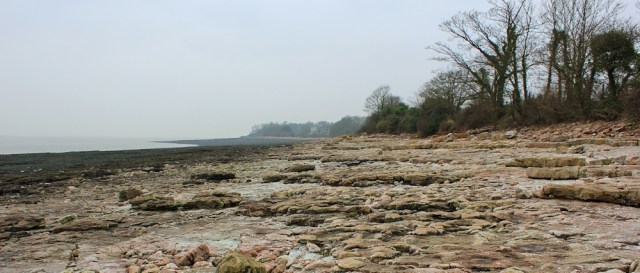 b17 rocky beach towards Barry, Ruth on the Wales Caost Path