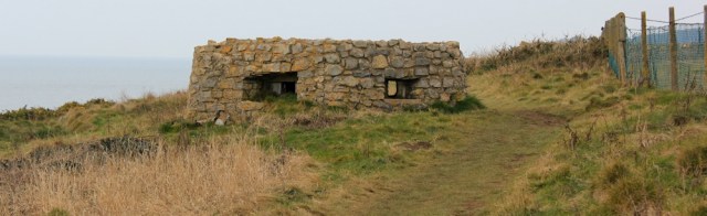 first pill box, Ruth on the Wales Coast Path