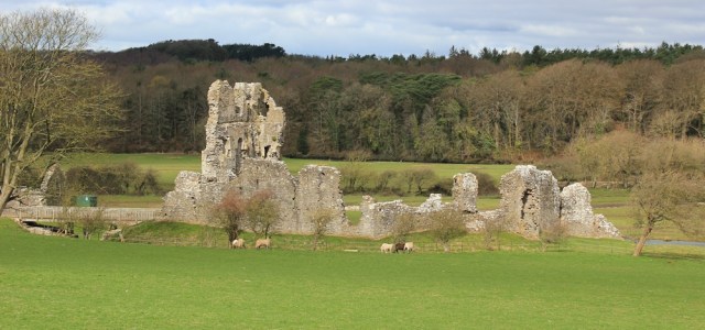 Ogmore Castle, Ruth walking in Wales