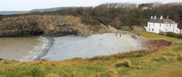 Tresilian Bay, Ruth walking the Wales Coast Path