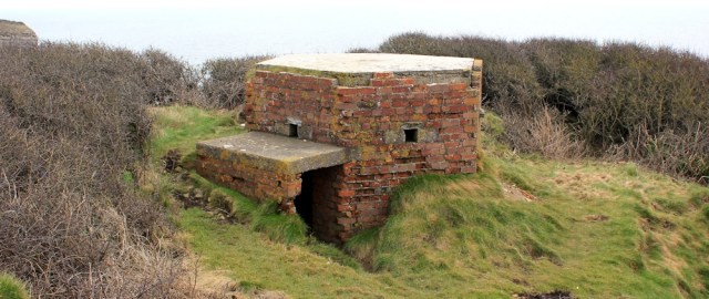 second pill box, Ruth walking on the Wales Coast Path