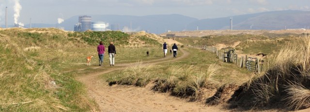 07 Wales Coast Path, Ruth walking towards Port Talbot