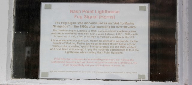 fog horn sign, Nash Point, Ruth's coastal walk in Wales