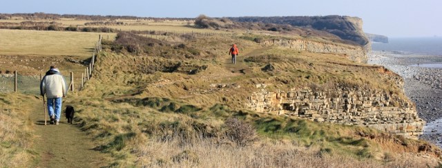 16 walking back to the beach at Major Llantwit, Ruth on her coastal trek