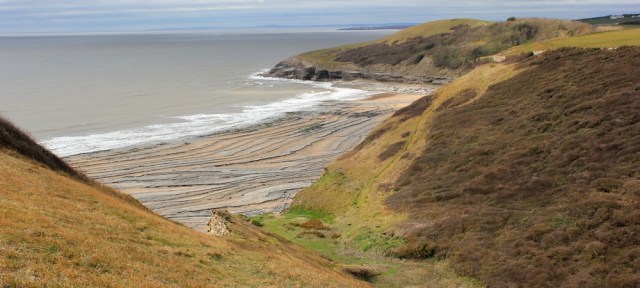 7 Cwn Mawr valley, Ruth on the Wales Coastal Path