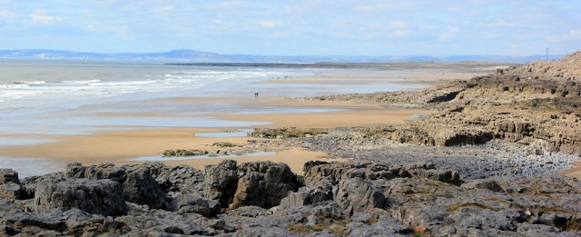 a04 towards Kenfig Sands, Porthcawl, Ruth walking the Wales Coast Path