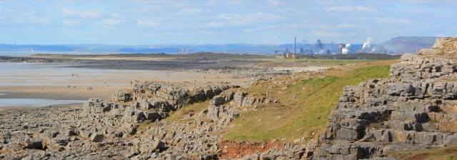 a05 Port Talbot, Ruth walking across Kenfig Sands, Wales