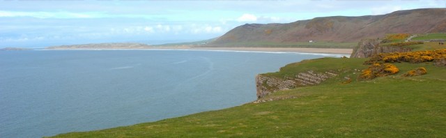 20 Rhossili Beach, Ruth walking on the Wales Coast Path