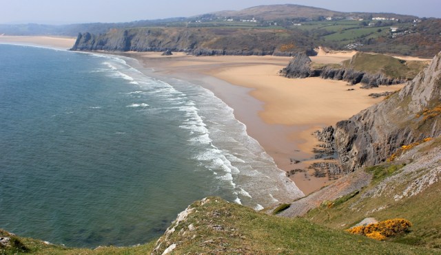Three Cliffs Bay, Pennard, Gower, Ruth on the Wales Coast Path
