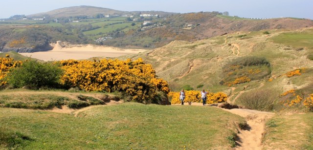  Pennard Burrows, Ruth walking through Gower, Wales