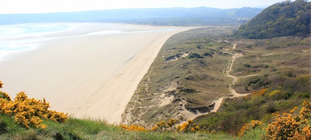 Nicholaston Burrows, Ruth on the Wales Coast Path, hiking through Gower