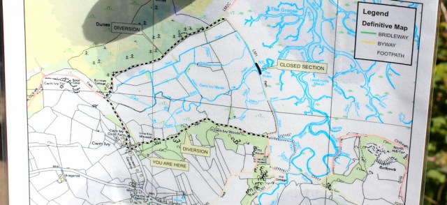 02 diverted footpath, Ruth walking the Wales Coast