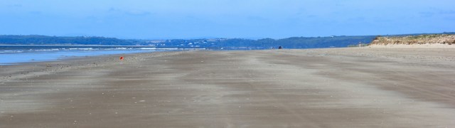 07 endless beach at Pembrey, Cefn Sidan Sands, Ruth walking in Wales