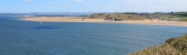 Whiteford Sands, Gower, Ruth walking the Welsh Coastal Path