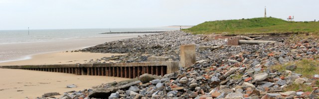 17 rubble and Millennium Park, Ruth walking to Burry Port