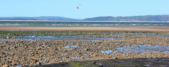 kitesurfer, Broughton Bay, Llangennith, Ruth's coastal walk around Gower