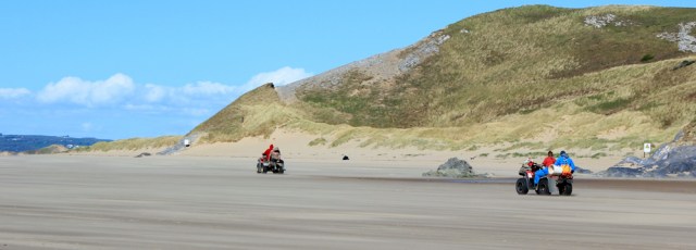 x04 buggies on Whiteford Sands, Ruth walking in Gower, Wales