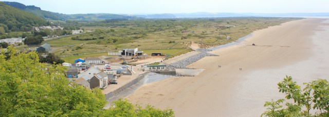 Pendine dunes and marshes, Ruth hiking in Wales
