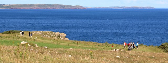  people leaving Barafundle Bay, Ruth's coastal walk in Wales