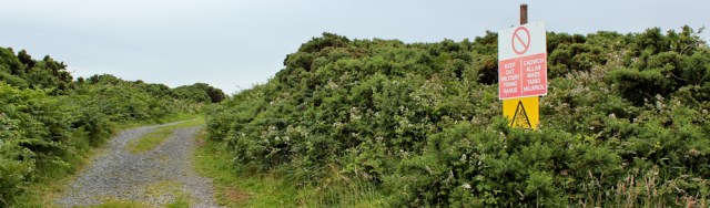 17 permitted path, military area, Trevallen Down, Ruth walking the coast, Wales