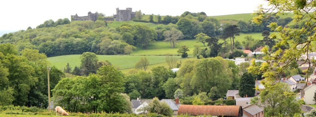 17 view to Llansteffan, Ruth on th Wales Coast Path