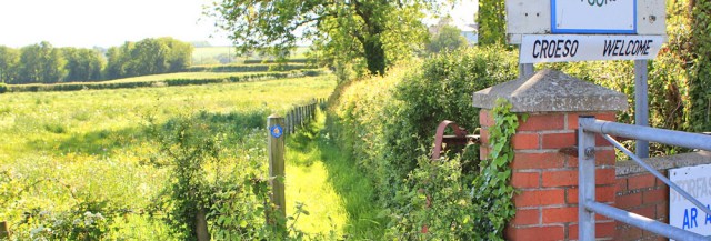 a07 path beside hedge, Ruth on Wales Coast Path