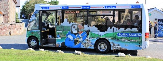 01 Puffin Shuttle, Ruth walking in Pembrokeshire