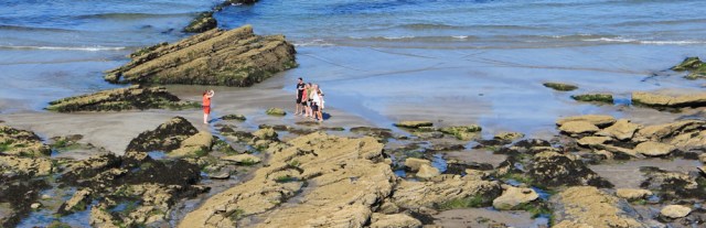 06 looking down on Broad Haven Beach, Ruth on Pembrokeshire Coast Path