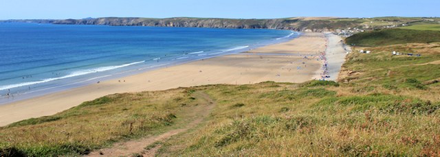 14 along cliff, Newgale, Ruth hiking the coastal path, Wales