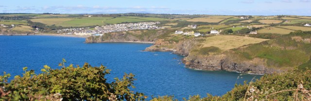 16 Broad Haven ahead, Ruth walking the coast St Bride's Bay