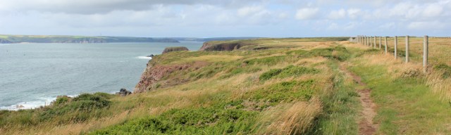  flat cliffs to West Angle Bay, Ruth walking the coast, Wales
