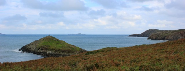  Heading to St David's Head, Ruth on the Pembrokeshire Coast Path