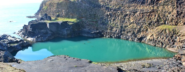 Blue Lagoon, Ruth walking the Pembrokeshire Coast