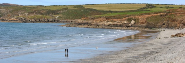 19 Aber Mawr beach, Ruth trekking the Pembrokeshire Coast