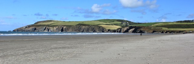 07 Newport Sands, Ruth hiking in Wales