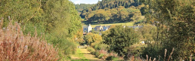 10 approaching Tre-taliesin, Ruth on the Wales Coast Path