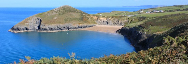 12 Beach at Mwnt, Ruth hiking the Ceredigion Coast