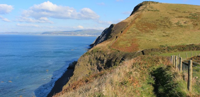 13 ahead to Borth, Ruth trekking in Wales