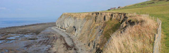 14 cliffs towards Cwm-ceirw, Ruth trekking the Cardigan coast