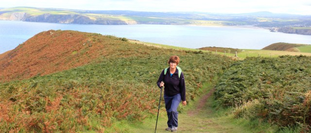 16 Ruth Livingstone walking on Dinas Head, Wales coast
