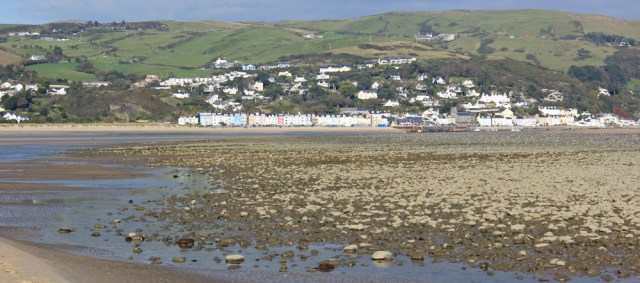 23 Aberdyfi from the end of the dunes at Ynyslas, Ruth hiking the Wales coast