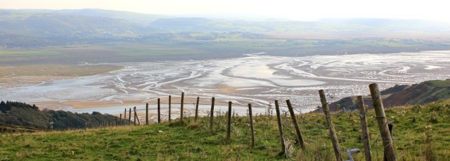 23 looking down onto estuary, Ruth walking the Wales Coast Path, Dovey Valley