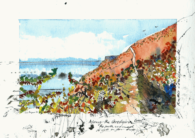 Painting of Ceredigion coast path by Tim Bayes