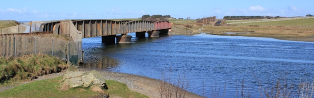 07 old railway bridge across Aber Dysynni, Ruth on the Wales Coast Path