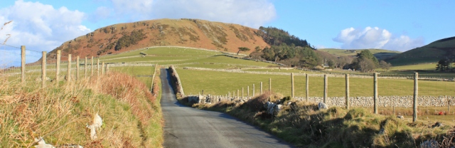 10 quiet road towards Foel Llanfendigaid, Ruth walking the Wales Coast