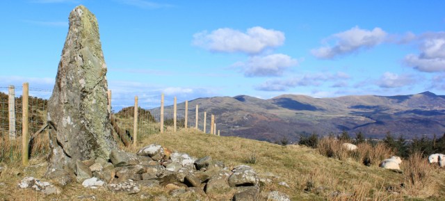 12 more standing stones, Ruth on the Wales Coast Path, above Fairbourne