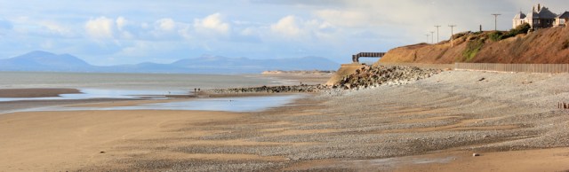 29 view along beach towards Llanaber, Ruth on the Wales Coast Path